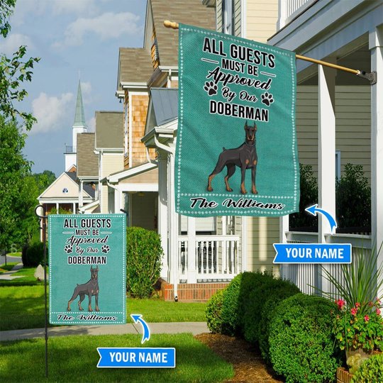BIF20083102 Doberman All Guests Approved Personalized Flag