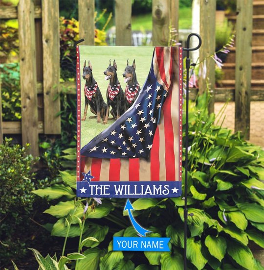CHF0207 Doberman Personalized Flag