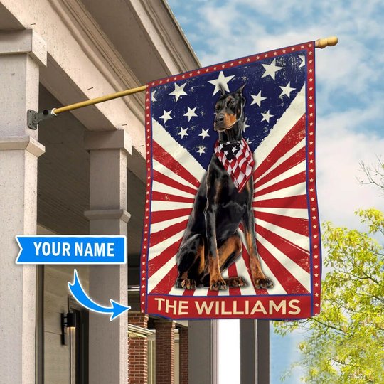 DIF3018-Doberman Personalized Flag