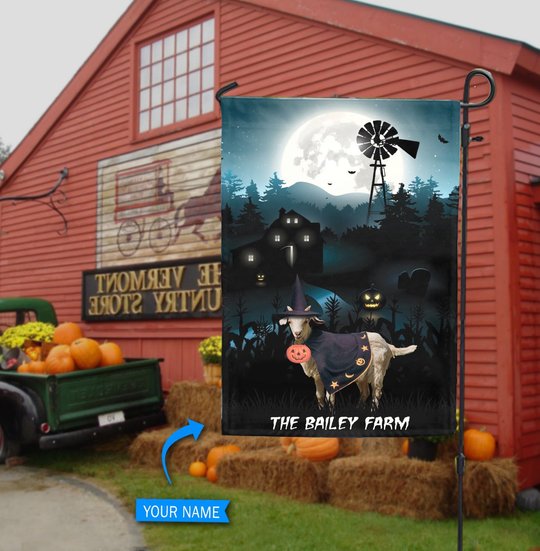 BIF20073008 Goat Night Halloween Personalized Flag