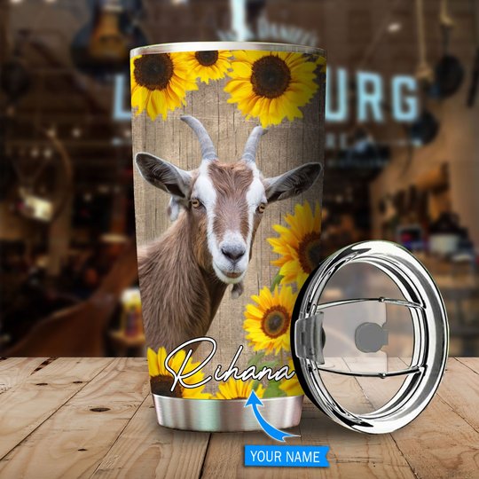 BIU20071302 Goats Sunflowers Stainless Steel Tumbler