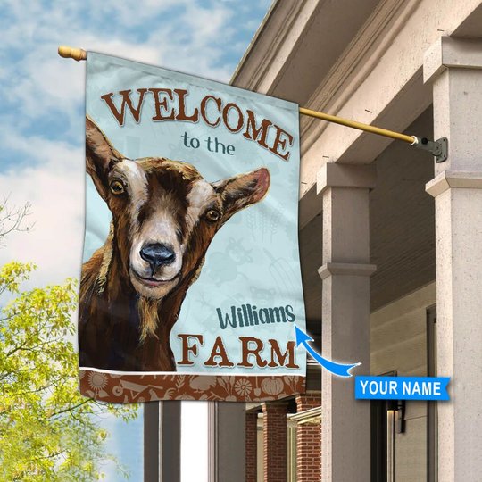 THF20072004 Goat - Welcome To The Farm Personalized Flag