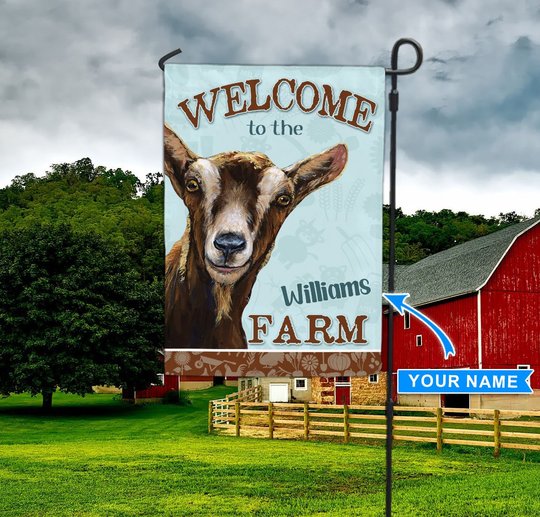 THF20072004 Goat - Welcome To The Farm Personalized Flag