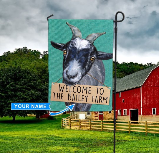 THF20071703 Goat- Welcome Personalized Flag
