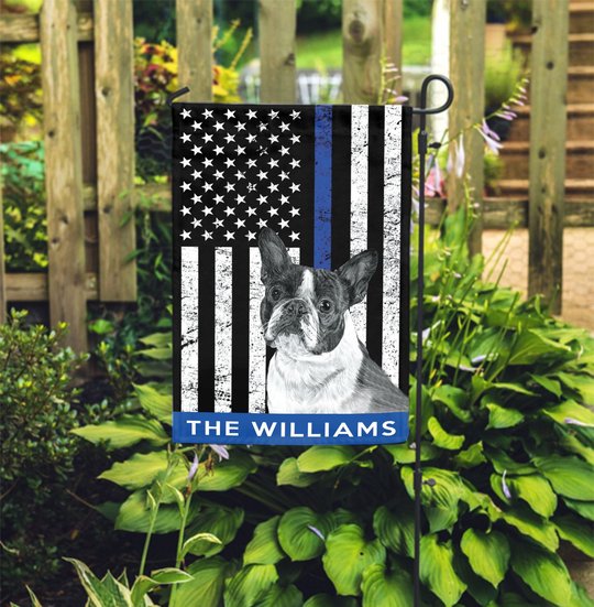 BIF1703 Boston Terrier Police Personalized Flag