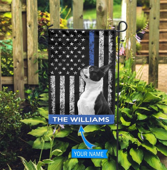 BIF1706 Boston Terrier Police Personalized Flag