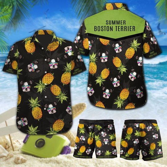 MHTCHO1004 - MHOCHO1004 Summer Boston Terrier Hawaii Set