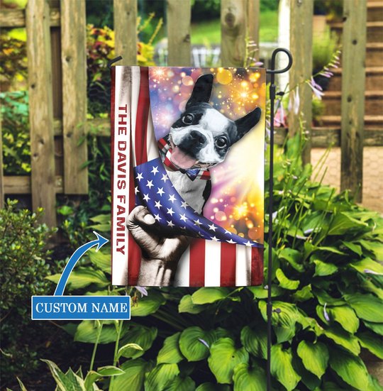 HUF0102 Boston Terrier Personalized Flag