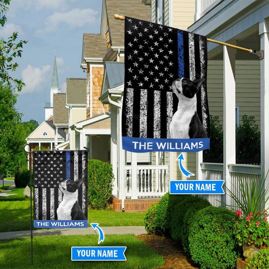BIF1706 Boston Terrier Police Personalized Flag