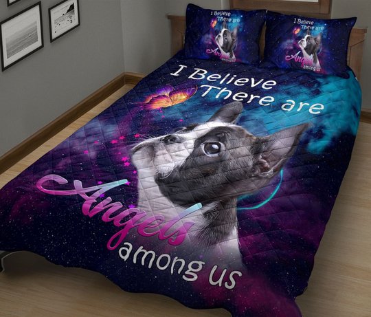 MHECHO101 Boston Terrier Quilt Bed Set