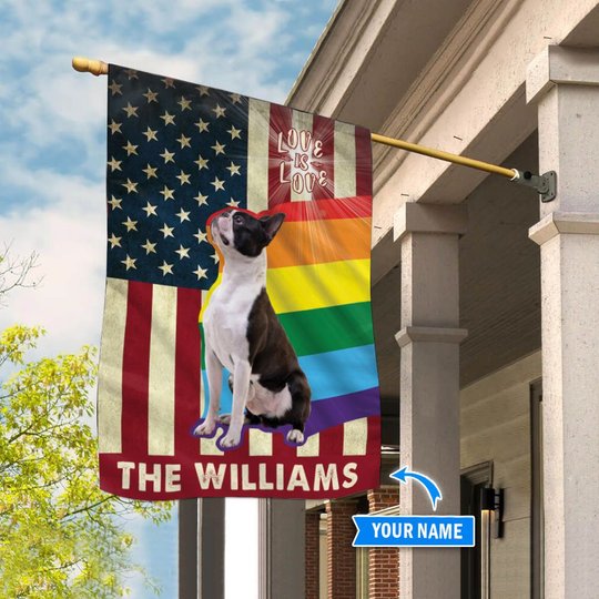 MHFCHO304 Boston Terrier LGBT Personalized Flag