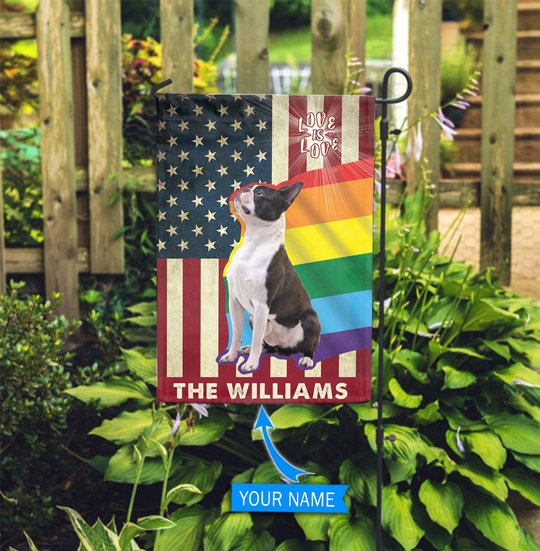 MHFCHO304 Boston Terrier LGBT Personalized Flag