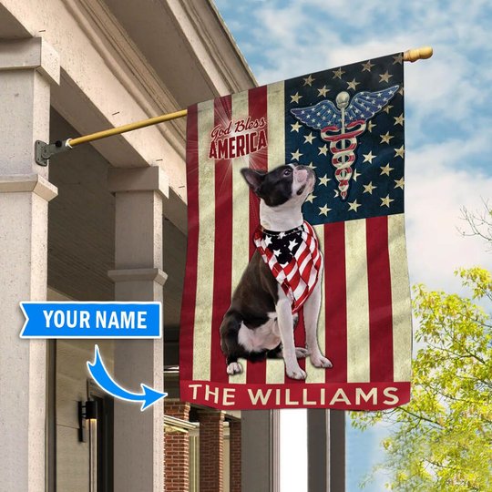 DIF7001-Boston Terrier -Nurses- Personalized Flag