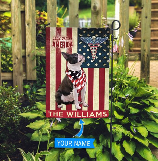 DIF7001-Boston Terrier -Nurses- Personalized Flag