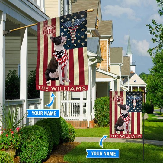 DIF7001-Boston Terrier -Nurses- Personalized Flag
