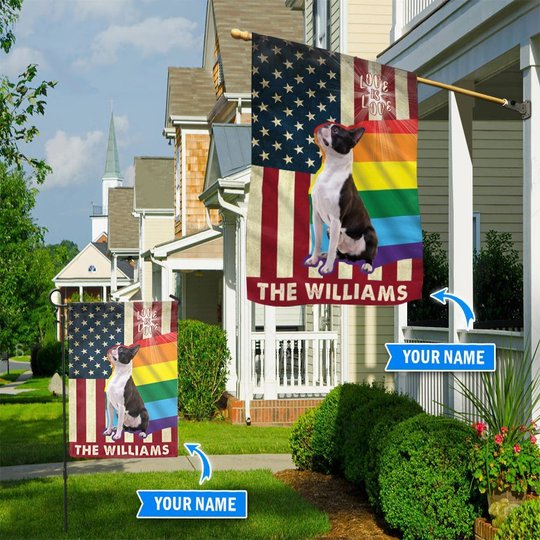 MHFCHO304 Boston Terrier LGBT Personalized Flag