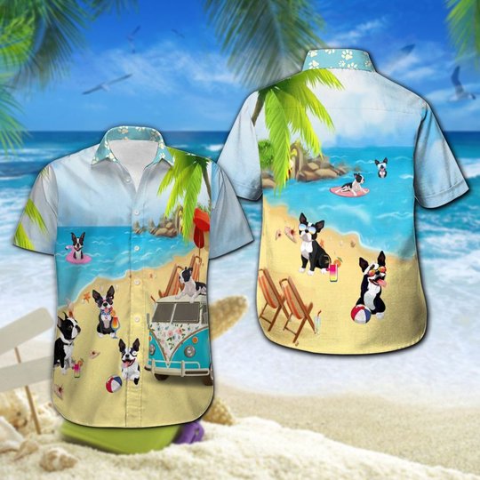 CHT0101-CHO0101 Beach Boston Terrier Hawaii Set
