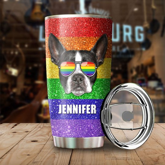 MHUCHO104 Boston Terrier LGBT Personalized Stainless Steel Tumbler