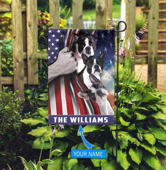 HUFDOG1001 Boston Terrier Personalized Flag