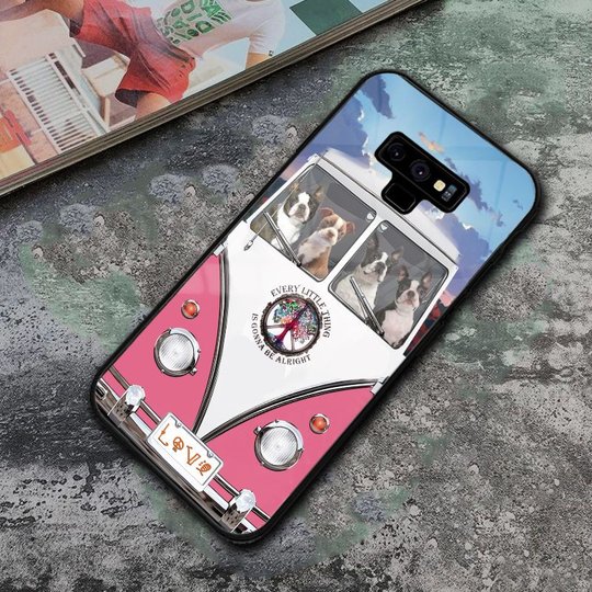 THP20070308 Hippie Boston Terrier Glass Phone Case