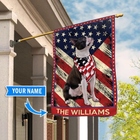 DIF4005-Boston Terrier Personalized Flag