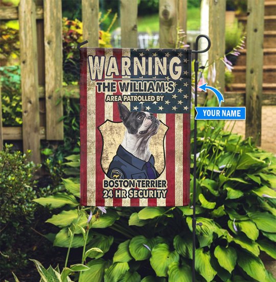 BIF20070204 Patrolled by Boston Terrier Personalized Flag