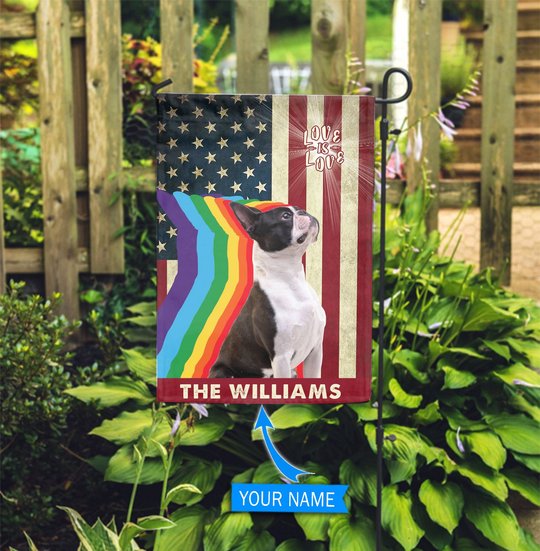 MHFCHO404 Boston Terrier LGBT Personalized Flag
