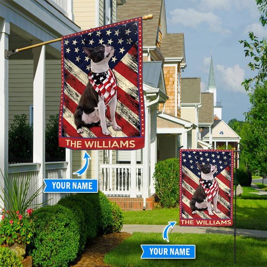DIF4005-Boston Terrier Personalized Flag
