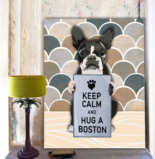 CHD0127 Keep Calm And Hug A Boston Matte Canvas