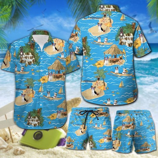 CHT0116-CHO0116 Beach French Bulldog Hawaii Set