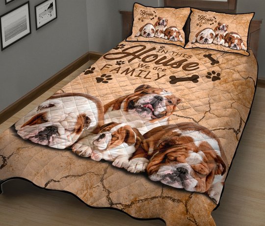 DIE6003-English bulldog Quilt Bed Set