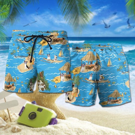 CHT0116-CHO0116 Beach French Bulldog Hawaii Set