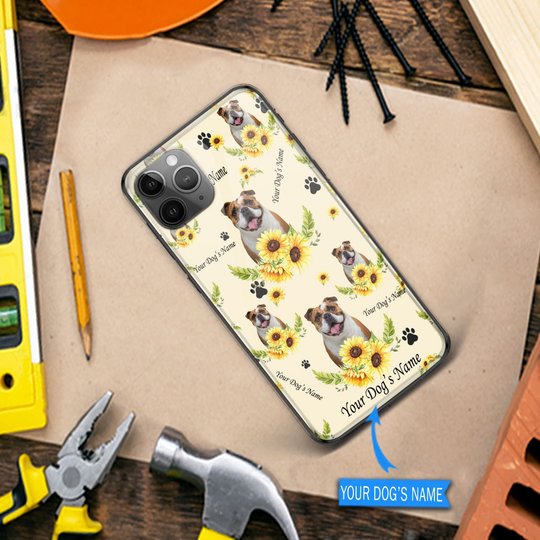DUP1005 Bulldog Personalized Glass Phone Case