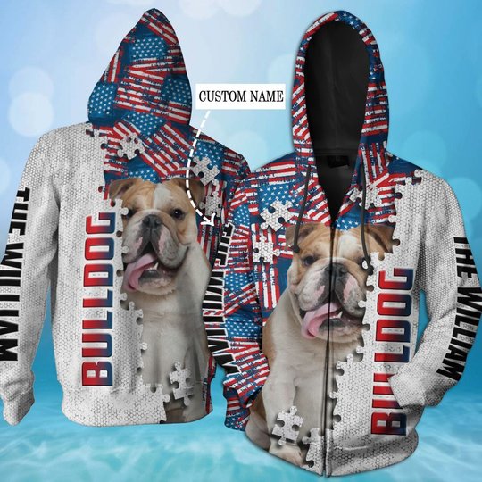 CHTD1002 Bulldog Personalized 3D HOODIE