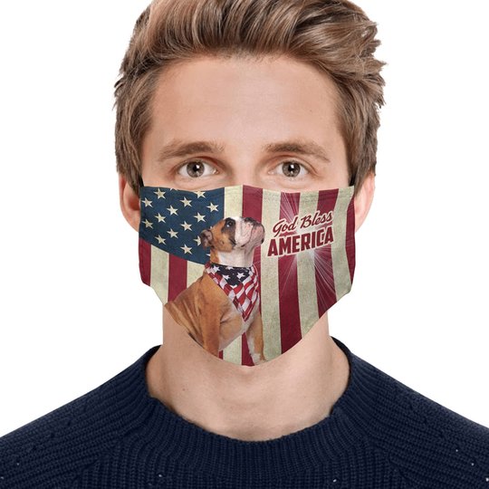 THM20072407 Bulldog God Bless Face Mask