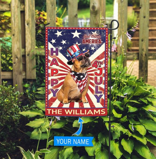 DIF6018-French Bulldog God bless america - 4th of july Personalized Flag