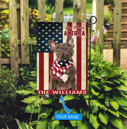 THF0222 French Bulldog God Bless America Personalized Flag