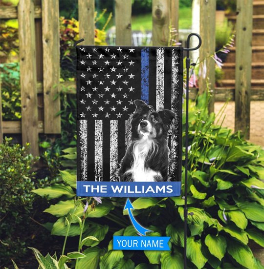 BIF1709 Border Collie Police Personalized Flag