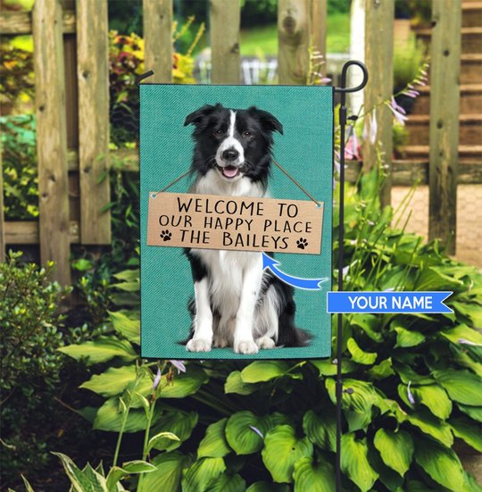 THF20072905 Border Collie-Welcome to our happy place Personalized Flag