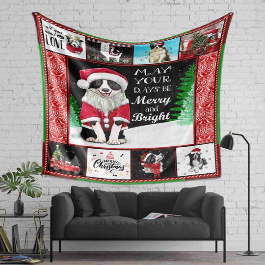 DDUSAB121102 Border Collie Xmas Fleece Blanket – Made in USA