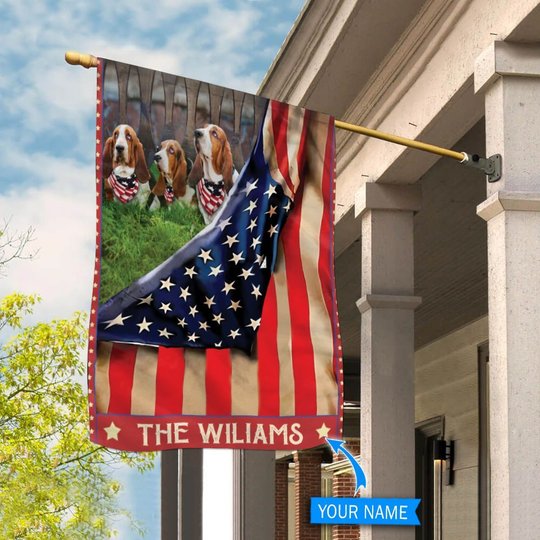 CHF0202 Basset Hound Personalized Flag