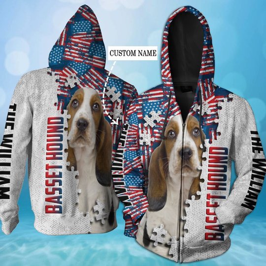 CHTD1001 Basset Hound Personalized 3D HOODIE