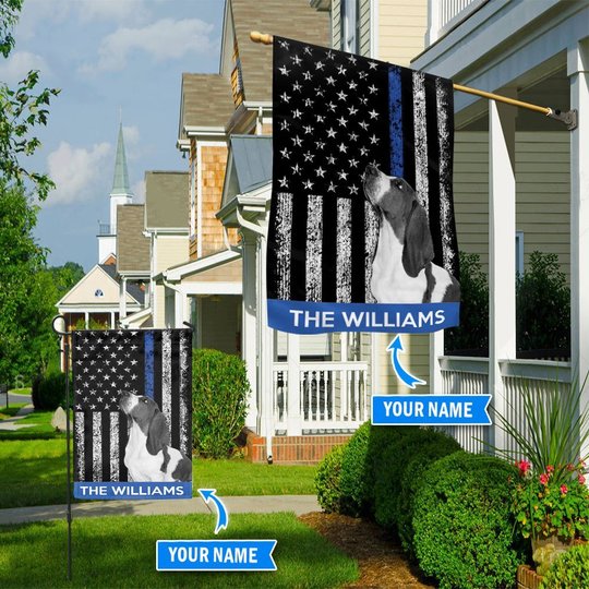 BIF1713 Basset Hound Police Personalized Flag