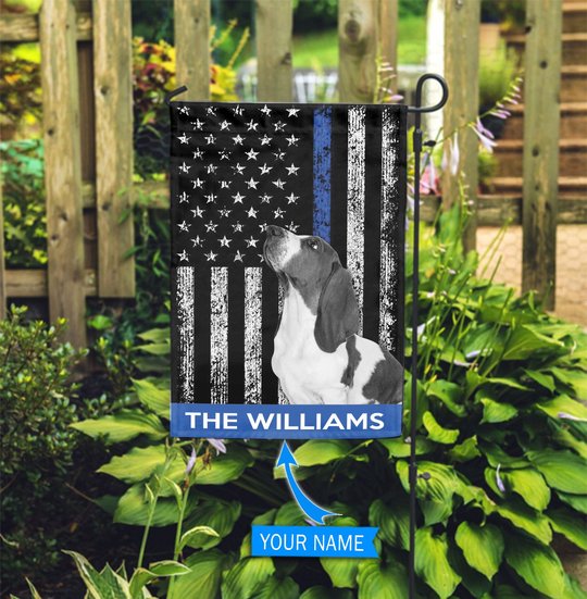 BIF1713 Basset Hound Police Personalized Flag
