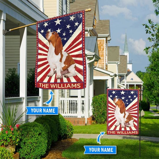 DIF3014-Basset Hound Personalized Flag