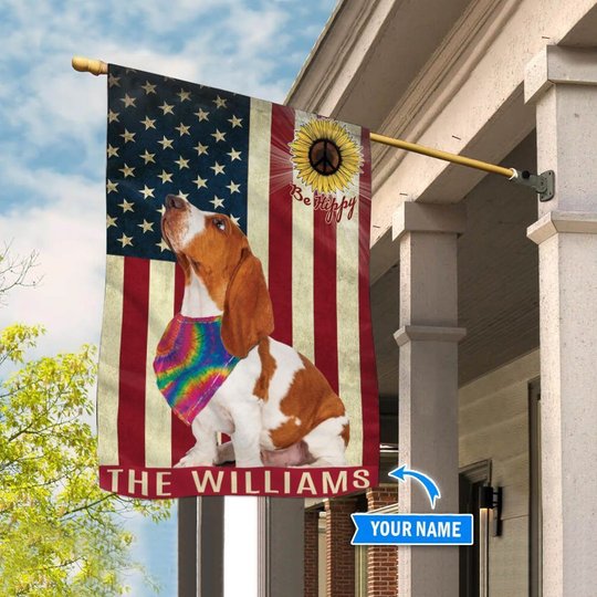 MHFCHO109 BASSET HOUND Hippie Personalized Flag