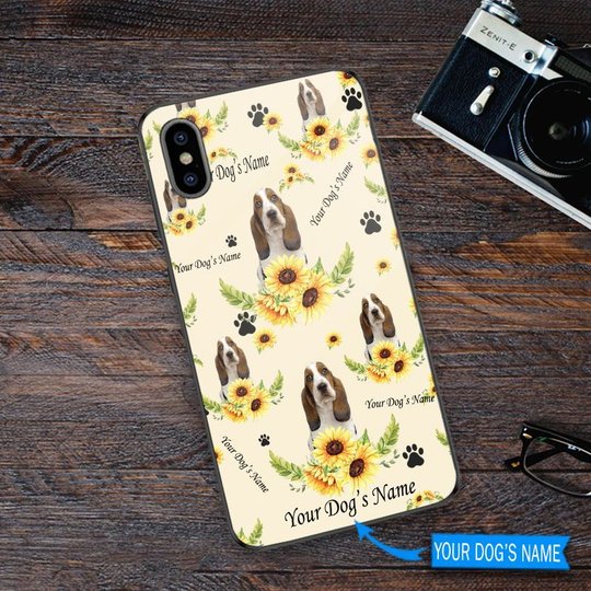 DUP1001 Basset Hound Personalized Glass Phone Case