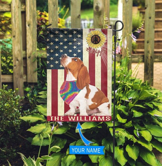 MHFCHO109 BASSET HOUND Hippie Personalized Flag