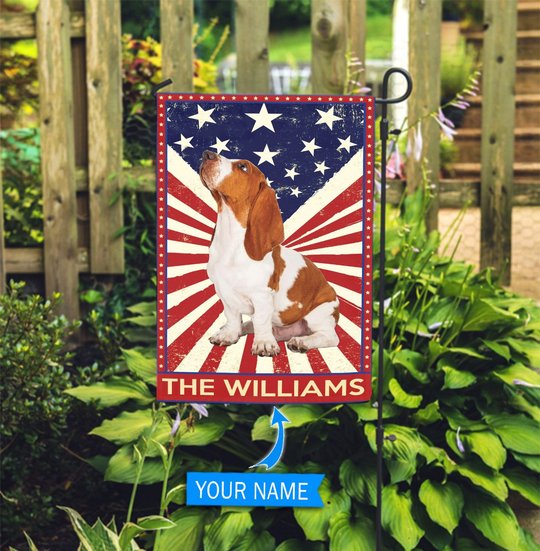 DIF3014-Basset Hound Personalized Flag