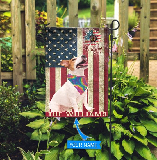 MHFCHO215 Jack Russell Terrier Hippie Personalized Flag